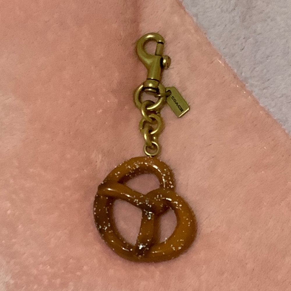 Coach Gold and Brown Pretzel Keychain